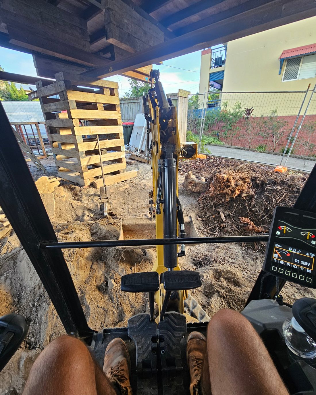 Operator view from the excavator cab